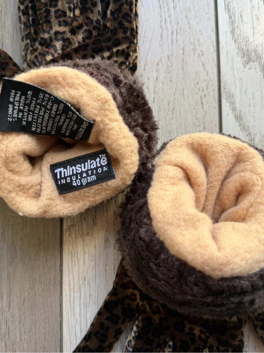 Thinsulate Leopard Print Faux Fur Lined Gloves - Tan & Brown O/S